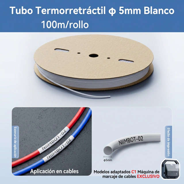 Termocontraible 4 mm Impresion 200m NIIMBOT C1 Tablero Electr