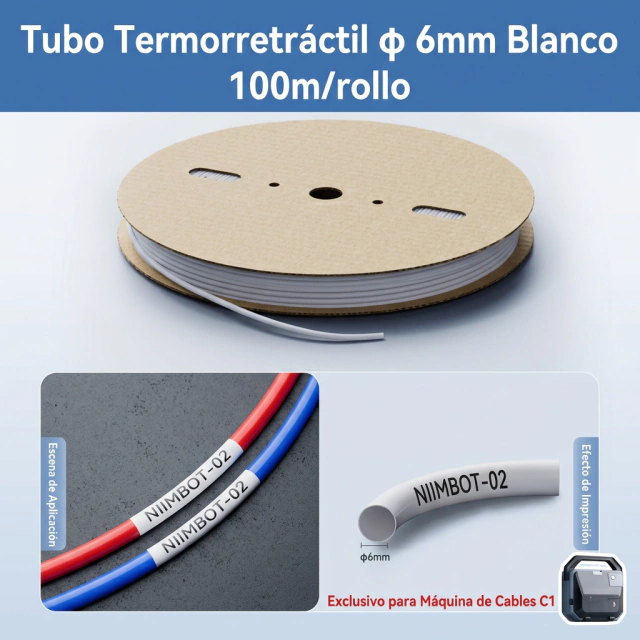 Termocontraible 4 mm Impresion 200m NIIMBOT C1 Tablero Electr