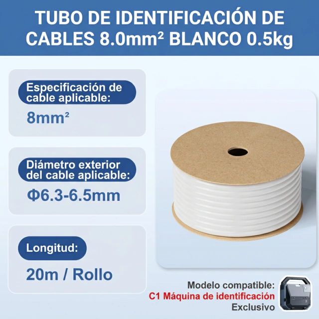 NIIMBOT Tubo Rótulo para Cables 1,5mm2 200m Autoadhesivo