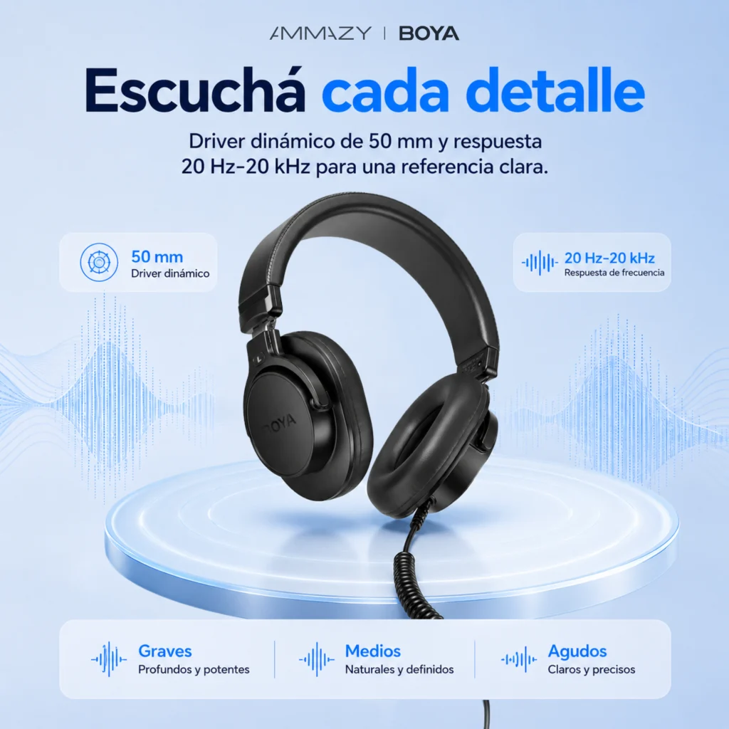 Auriculares BOYA Hp3 Estudio Monitoreo Circumaural 50 mm