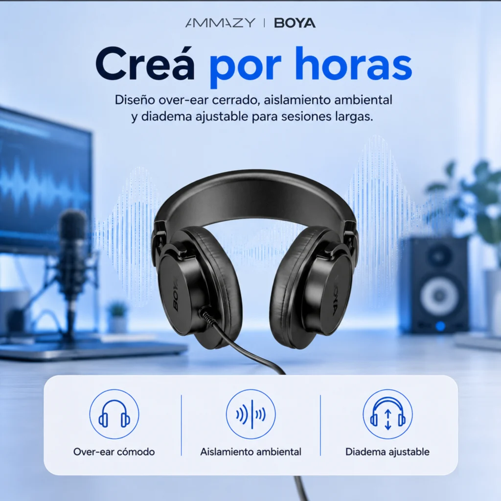 Auriculares BOYA Hp3 Estudio Monitoreo Circumaural 50 mm
