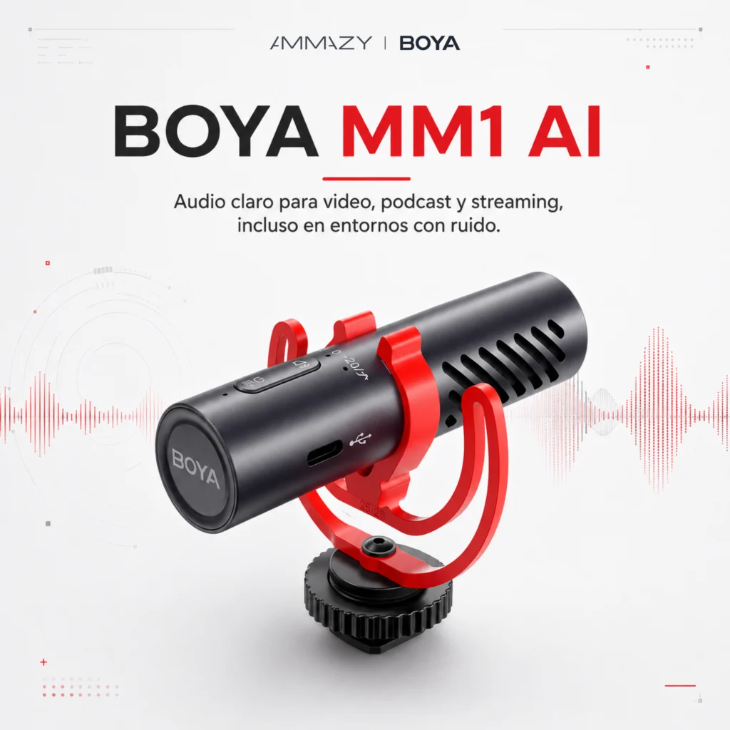 Micrófono BOYA Mm1 Ai Supercardioide USB-C IA 3.5 mm 48khz