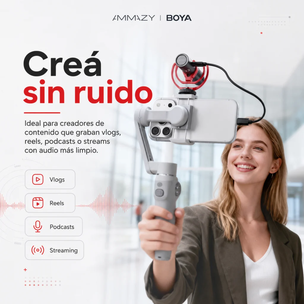 Micrófono BOYA Mm1 Ai Supercardioide USB-C IA 3.5 mm 48khz