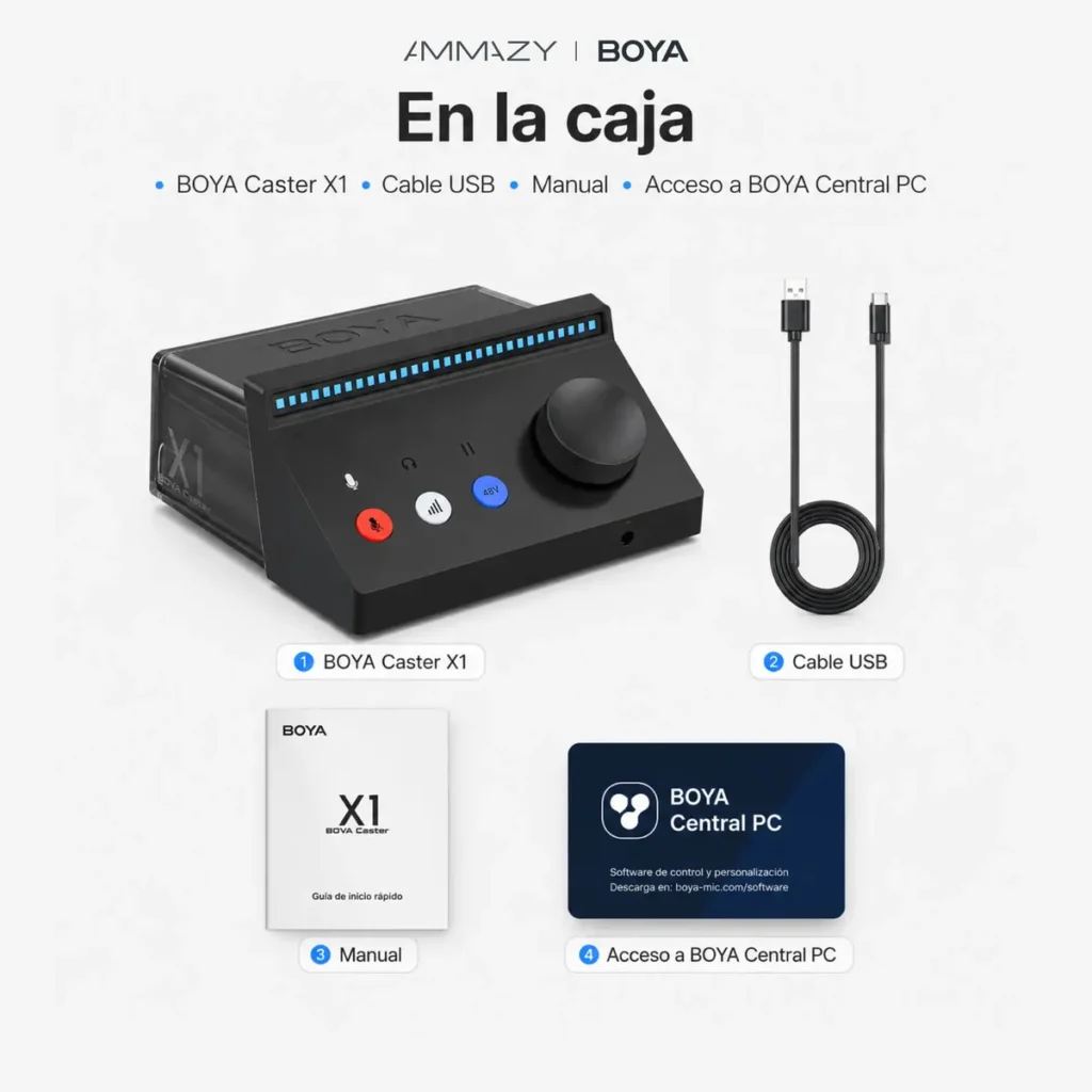 Interfaz de Audio BOYA Caster x1 Negra Negro