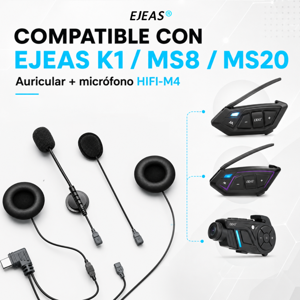 Headset Auriculares EJEAS Hifi-m4 para Intercom K1 MS8 MS20