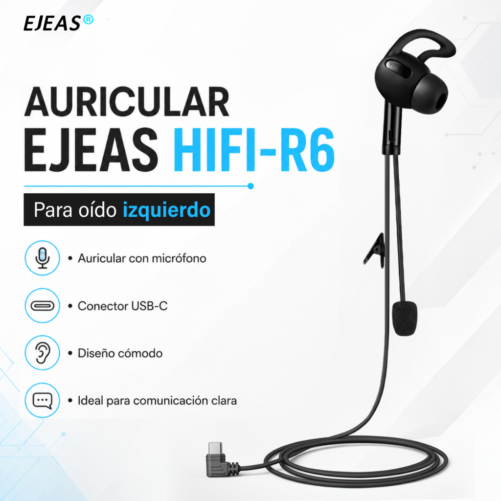 Auricular EJEAS Hifi-r6 para F6 USB-C Arbitraje Izquierdo