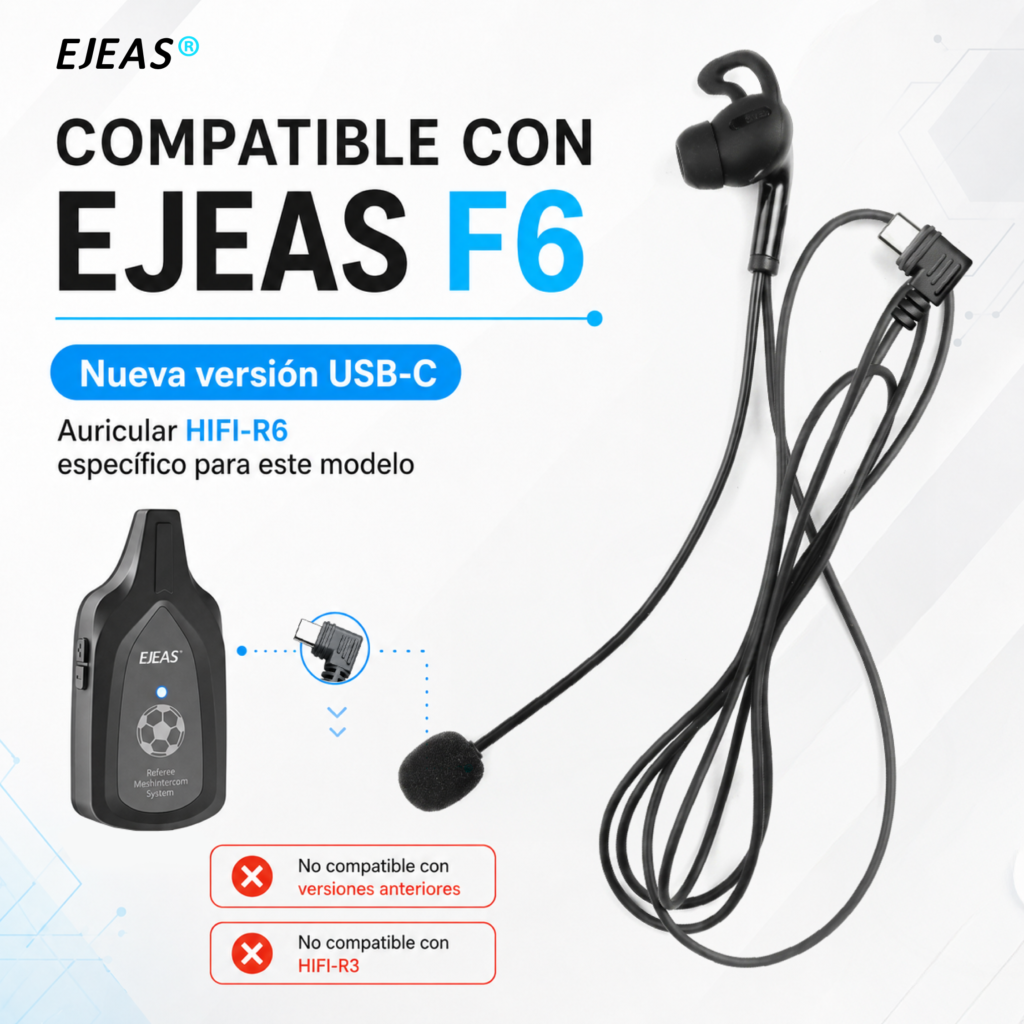 Auricular EJEAS Hifi-r6 para F6 USB-C Arbitraje Izquierdo
