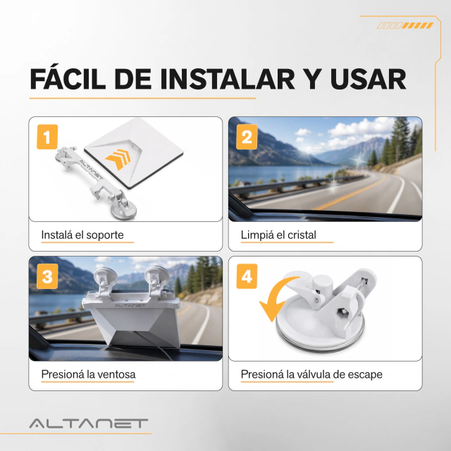 Soporte AltaNet Starlink Mini Ventosa Parabrisas Auto 4x4