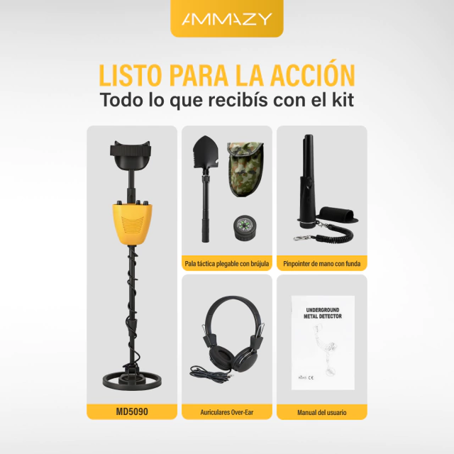 Detector de Metales Profesional MD5090 Alta Sensibilidad Oro AltaNet