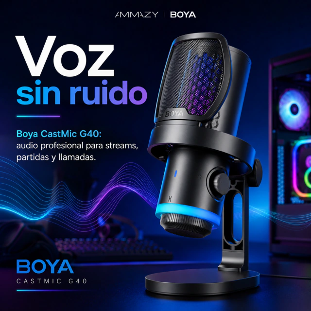 Micrófono BOYA Castmic G40 USB RGB Gaming Streaming