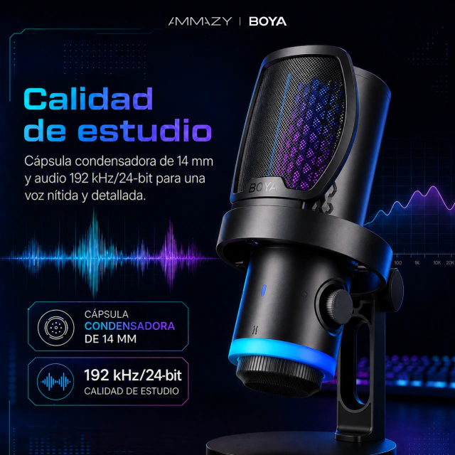 Micrófono BOYA Castmic G40 USB RGB Gaming Streaming
