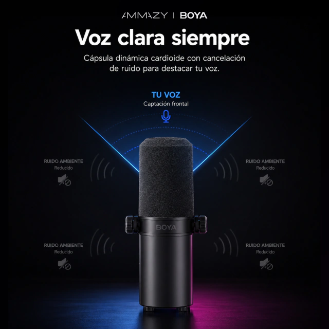 BOYA Castmic P60 Micrófono Dinámico Híbrido Negro