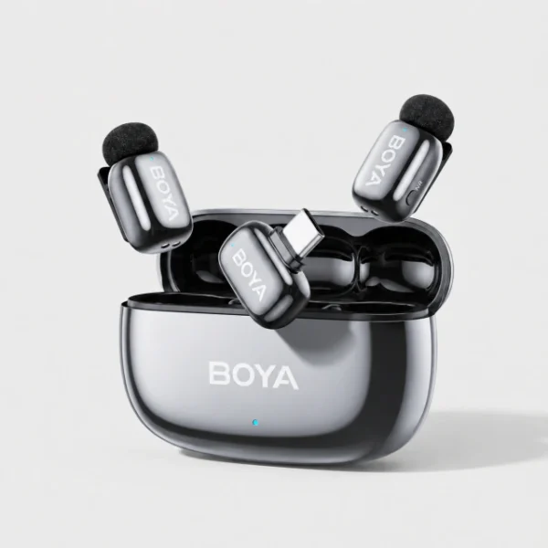 Kit de Micrófonos Corbateros BOYA Mini 2 USB-C Plata Lunar