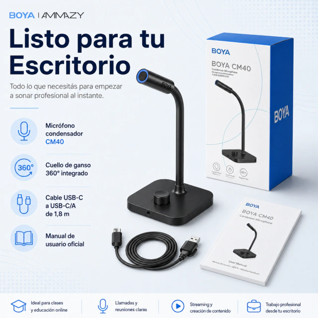 Micrófono Conferencia BOYA Cm40 USB C Omnidireccional