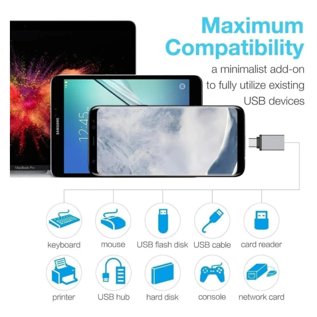 Adaptador USB 3.0 Hembra a USB-C Macho Celulares PC Consolas AltaNet