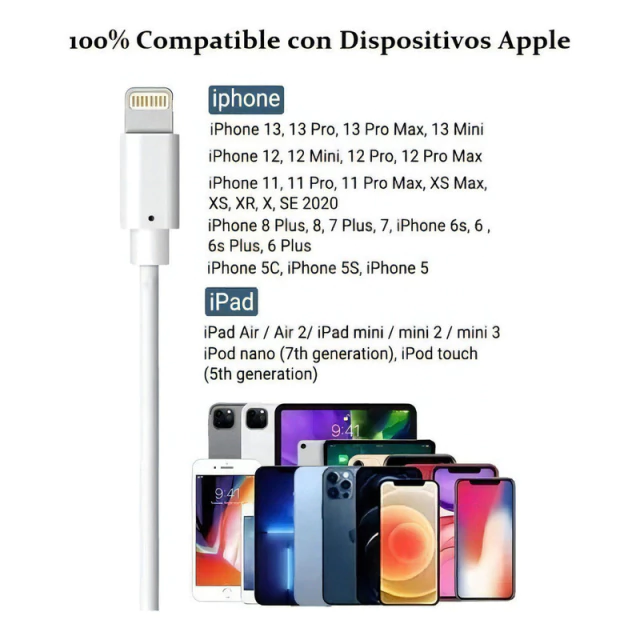 Cable USB Lightning para iPhone Carga Rápida AltaNet 1 Metro