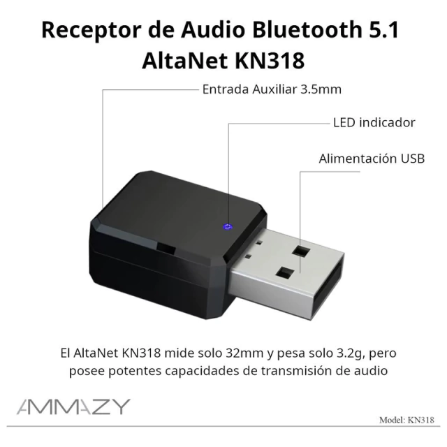 Receptor Bluetooth AltaNet KN318