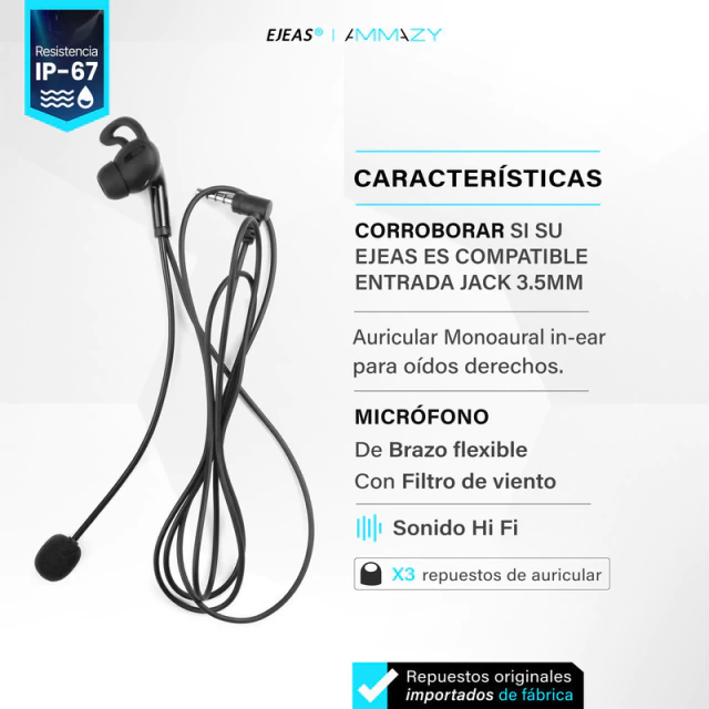 Kit Auriculares Micrófono Intercomunicador Arbitro Referi EJEAS