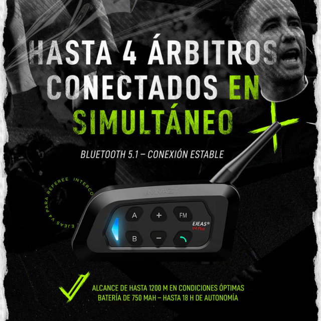 Combo Cuaterna Intercomunicador para Arbitro Referee EJEAS