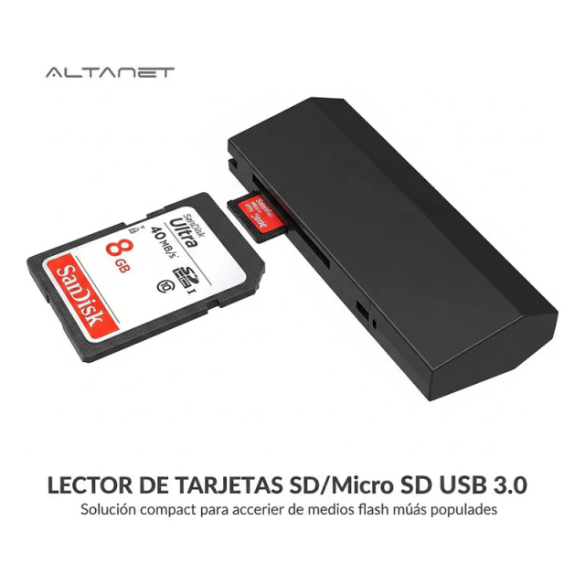 Lector de Memoria USB 3.0 SD / Micro SD / T-flash AltaNet
