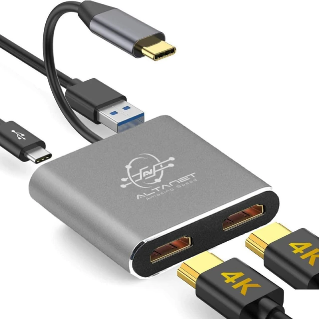 Hub Adaptador USB-C Pd 2 Monitores Independientes HDMI 4K AltaNet