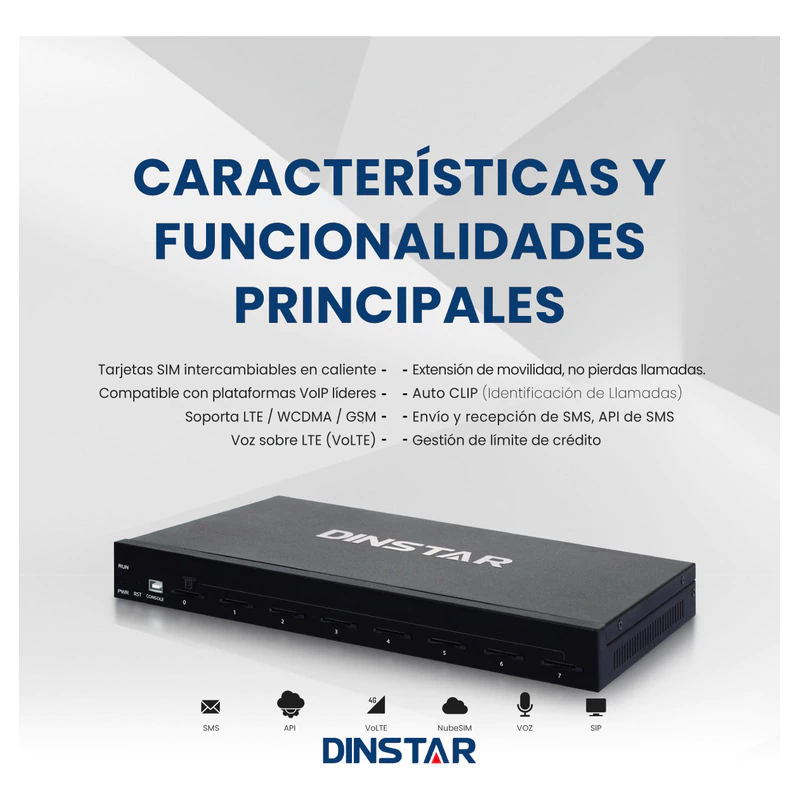 Chipera GSM DINSTAR Uc2000 4 Canales 4G Sms Masivos