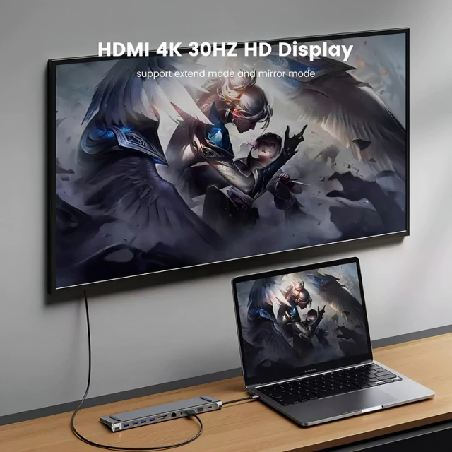 Adaptador Hub 11 a 1 MacBook HDMI/VGA/USB/RJ45/SD/micr/audio AltaNet