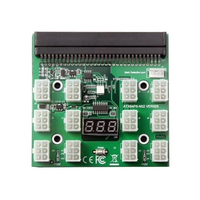 Breakout Board Fuente Minería 12 Puerto 6 Pin BTC ETH Cripto AltaNet