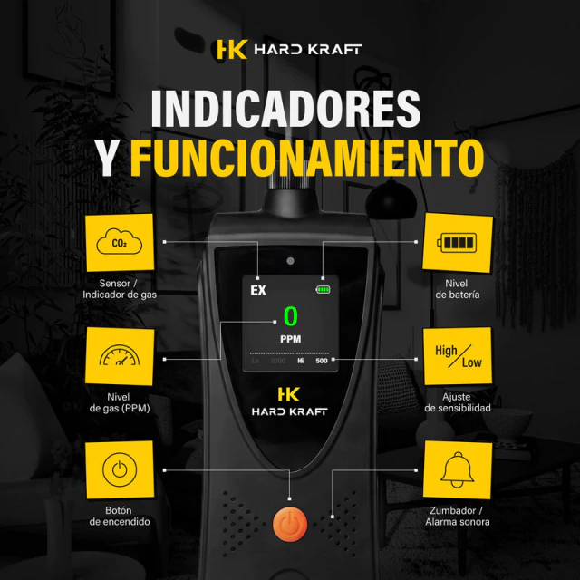 Detector Gas Hard Kraft GNC/Natural - Negro