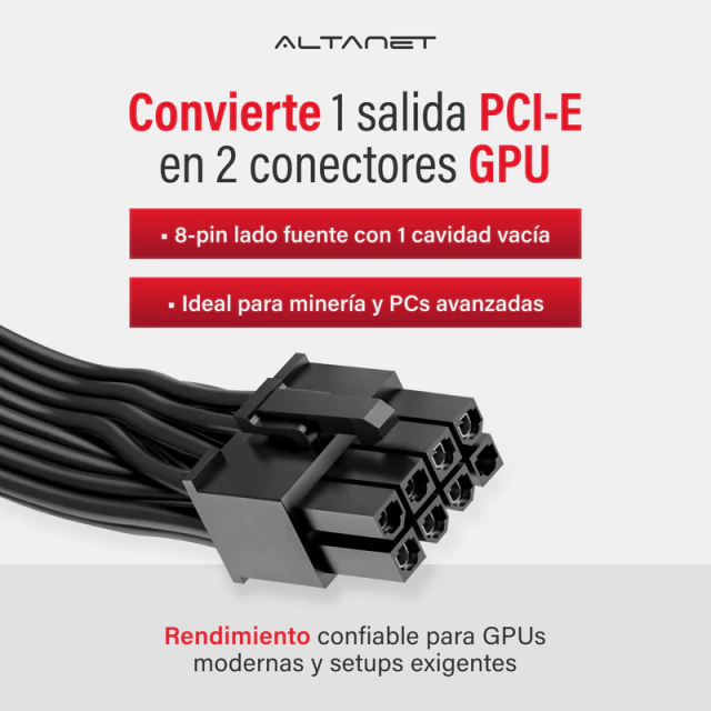 Cable Fuente Modular 8pines a 2x(6+2) Minería AltaNet