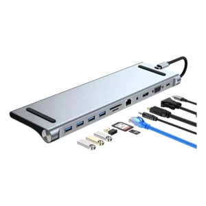 Adaptador Hub 11 a 1 MacBook HDMI/VGA/USB/RJ45/SD/micr/audio AltaNet