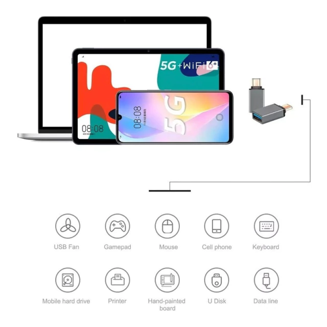 Adaptador USB 3.0 Hembra a USB-C Macho Celulares PC Consolas AltaNet