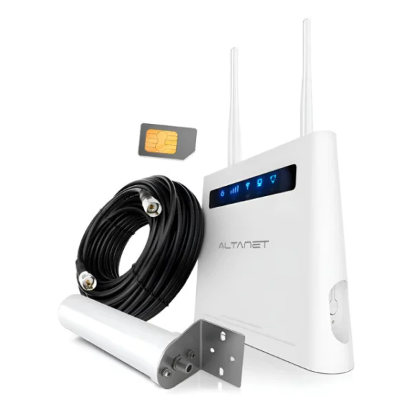 Módem Router 4G WiFi + 3 Ethernet + Antena Omni + Cable 15 m AltaNet