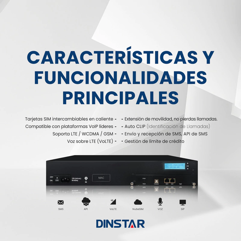 Gateway DINSTAR 32 Canales GSM 4G / 3G Uc2000-vg-32t