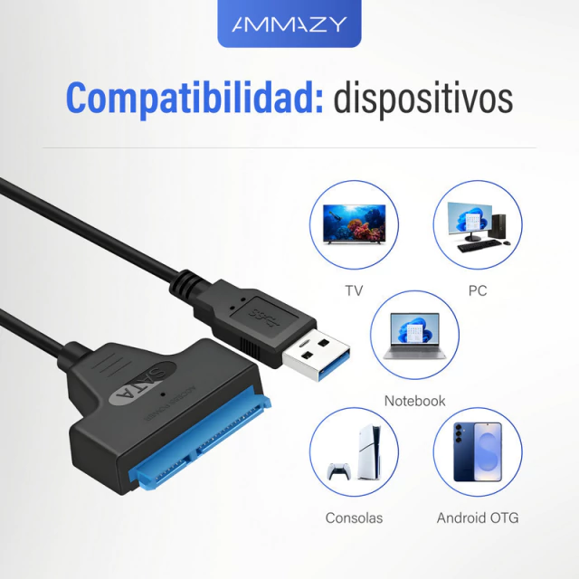 Adaptador USB 3.0 a SATA 2.5 Discos Rigidos y Grabadoras AltaNet
