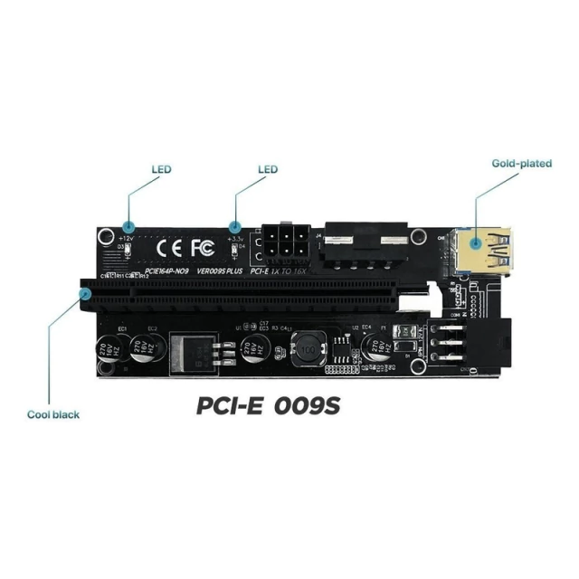 Riser PCIe PCI 16x a 1x 009s USB 3.0 60 cm Rig Minería AltaNet