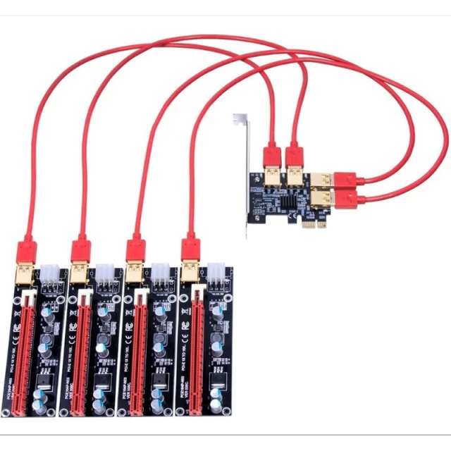 Multiplicador 006 Riser PCIe 1x a 4 Usb3.0 Adaptador Rig AltaNet