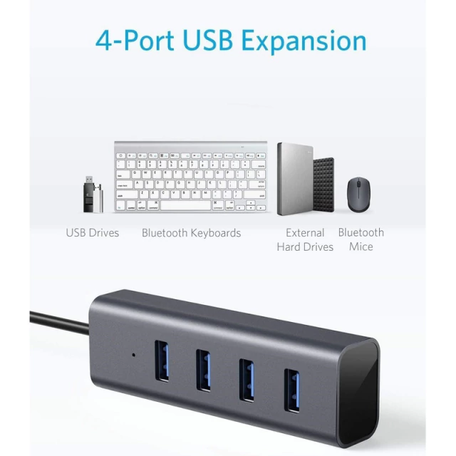 Hub USB-C con 4 Puertos USB 3.0 PC MacBook Aluminio AltaNet