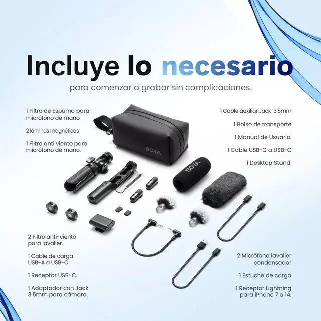 Micrófono BOYA Magic 4 en 1 + Base de Escritorio