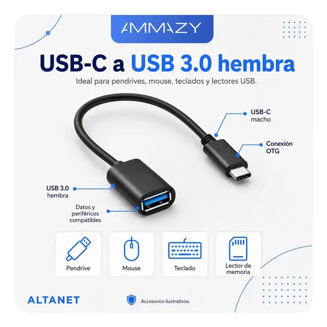 Adaptador Otg USB C a USB 3.0 Hembra AltaNet