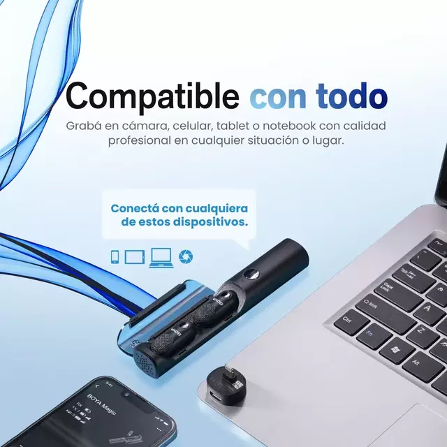 Micrófono BOYA Magic 4 en 1 + Base de Escritorio
