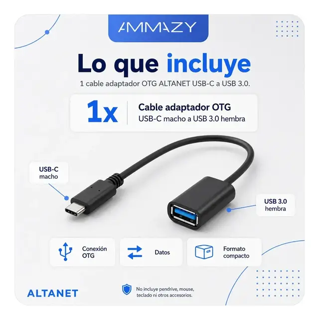 Adaptador Otg USB C a USB 3.0 Hembra AltaNet