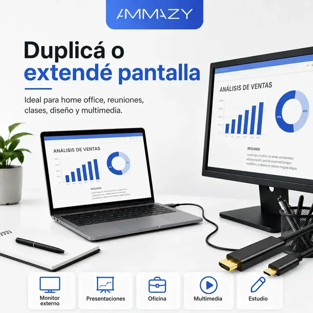 Cable USB C a HDMI 4K 60hz 1.8m AltaNet Video Audio
