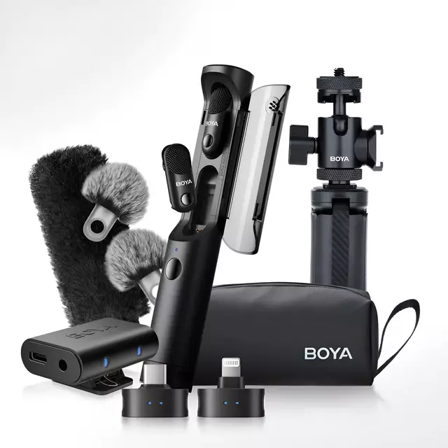 Micrófono BOYA Magic 4 en 1 + Base de Escritorio
