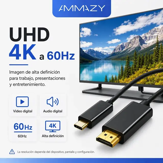 Cable USB C a HDMI 4K 60hz 1.8m AltaNet Video Audio
