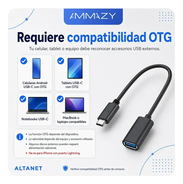Adaptador Otg USB C a USB 3.0 Hembra AltaNet