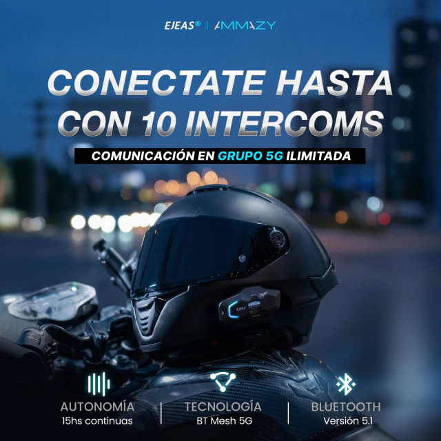 Intercomunicador EJEAS x10 Phantom Moto 10 Personas