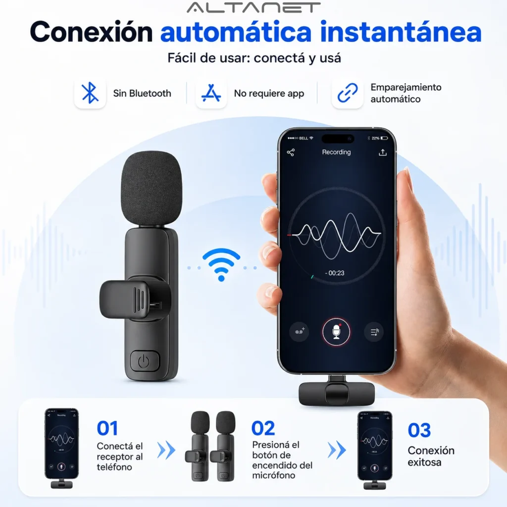 Micrófono Dual Inalámbrico con Receptor Tipo C K9 AltaNet