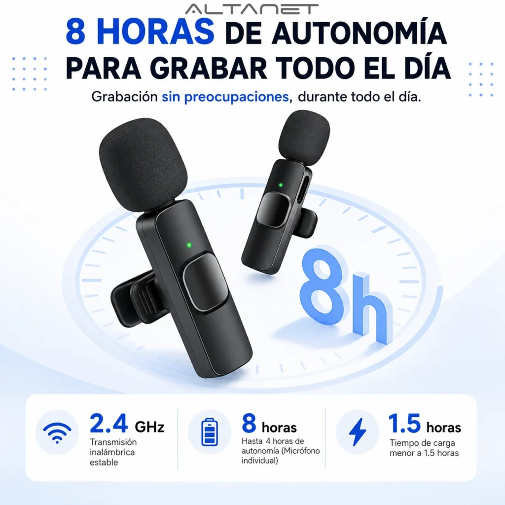 Micrófono Dual Inalámbrico con Receptor Tipo C K9 AltaNet