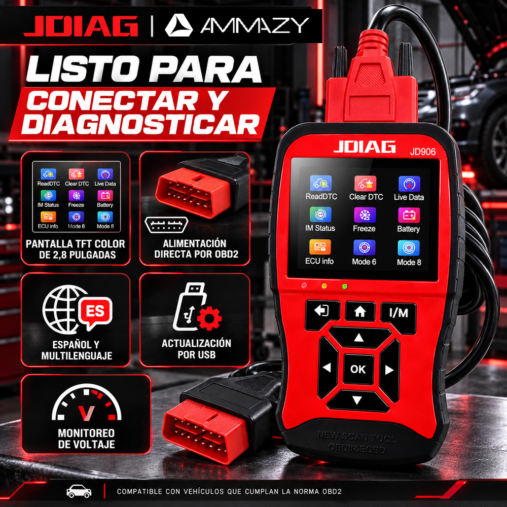 Lector OBD2 Portátil Para Autos JDIAG JD906
